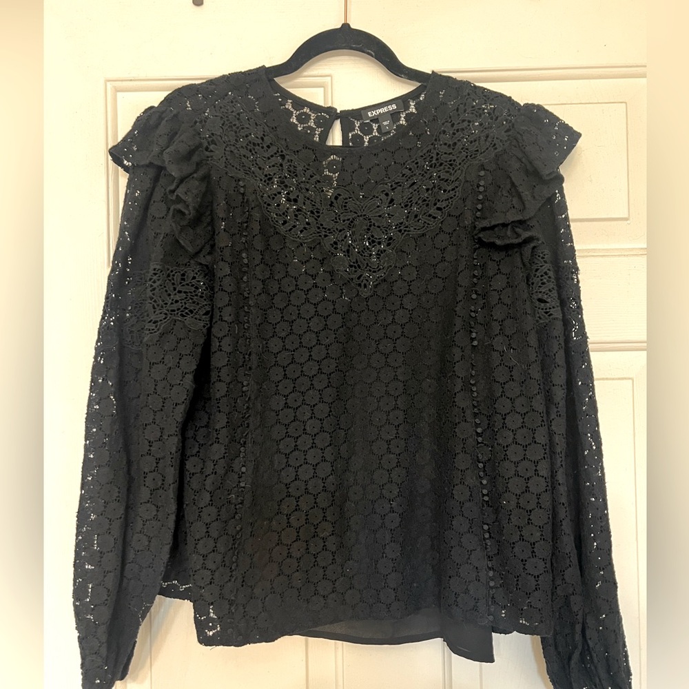 Express Black Lace Blouse